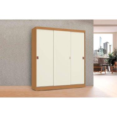 Imagem de Guarda Roupa Casal 3 Portas de Correr e 2 Gavetas R589 Canela/Off White - Kappesberg