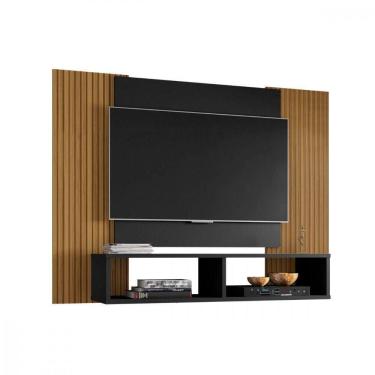 Imagem de Painel Para Até 48 Polegadas Navi Preto E Pintura Ripado Preto/nature