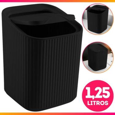 Imagem de Lixeira 1,25 Litros Pia Cozinha Tampa Bancada Banheiro Lavabo Moderno 