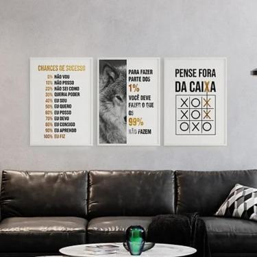 Imagem de Kit 3 Quadros Lobo Empreendedorismo 33X24Cm - Vidro Branca