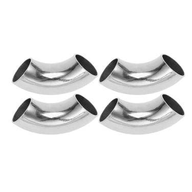 Imagem de Motoforti 4 peças 90 graus mandril curva cotovelo carro modificado tubo de escape tubulação 2.5 cm polegada OD espessura 1,0 mm/19GA 25x75x1,0 mm aço inoxidável 304 tom prata