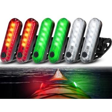 Imagem de Amzonly Pacote com 6 luzes de caiaque para caiaque noturno - Luzes de navegação operadas por bateria para barco, jet ski, bote e prancha de remo