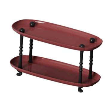 Imagem de WeiLaiKeQi Organizador de mesa, prateleira de armazenamento de, bandeja de penteadeira elegante multiuso, organizador de maquiagem para cômoda, Vermelho