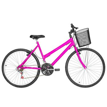 Imagem de Bicicleta Feminina Aro 26 Mtb Alumínio Natural 18 Marchas Cor Pink