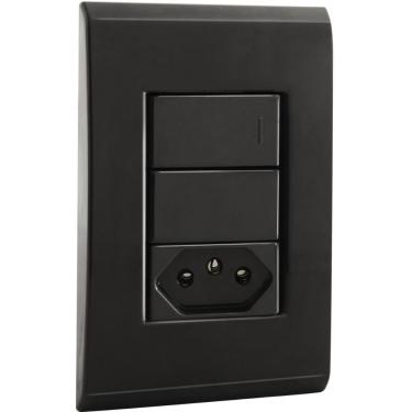 Imagem de Conjunto 4x2 Com 1 Interruptor Simples 10 A 250 V E 1 Tomada 2p T 10 A 250 V Tramontina Liz Grafite