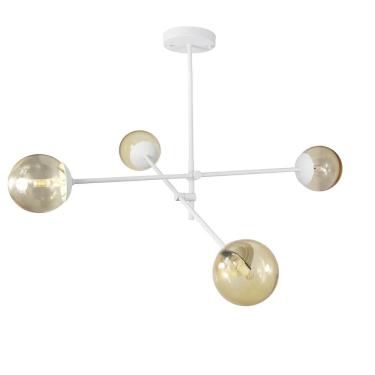 Imagem de Lustre Lirio Com 4 Globos Esfera De Vidro âmbar - Branco