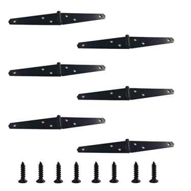 Imagem de AUXBC 6 peças de dobradiças de alça de ferro resistente de 10 cm, dobradiças pretas foscas para galpão, cerca, gabinete, aplicações de portão de madeira com parafusos de montagem