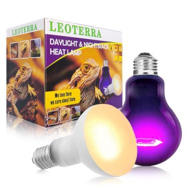 Imagem de Leoterra Aquário Para Répteis 100W, Com Lâmpadas Incandescentes De Aquecimento Noturno Preto E Uva, Pacote Combinado Base E26 110V Lagartixa-Leopardo, Dragão-Barbudo Longa Vida Útil…