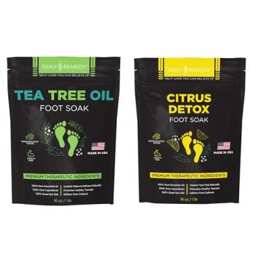 Imagem de DAILY REMEDY Conjunto De Escalda-Pés Com Óleo Melaleuca E Citrinos, Pacote 2, Para Dor, Odor, Pés Doloridos, Pé Atleta, Suaviza Calos - Sais Mistura Natural