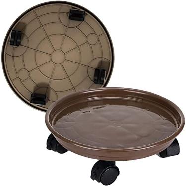 Imagem de AWXYZ Pacote Com 2 Carrinhos Para Plantas Rodas De 30 Cm, Suporte Redondo Vasos, Resistente, Rodinhas, Carrinho Vasos Flores, Bandeja Pires, Palete Universal (30 Marrom)