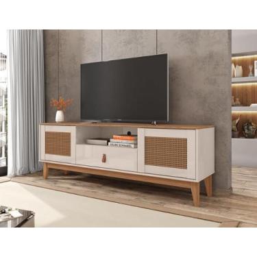 Imagem de Rack Jade 1,60m c/ 2 Portas Gaveteiro e Nicho Central Off White/Noce -