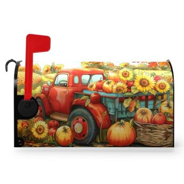 Imagem de Dacawin Capas Para Caixa De Correio Abóboras Outono, Tamanho Grande, Magnéticas, 25,5 X 21" Com Estampa Girassol Amarelo, Caminhão Vermelho, Sazonal Decoração Jardim, Quintal E Áreas Externas