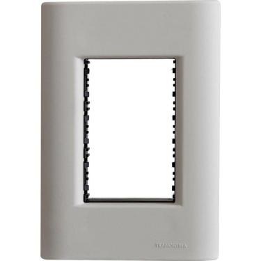 Imagem de Placa 3 Postos 4x2 Tramontina Giz Fendi Com Suporte