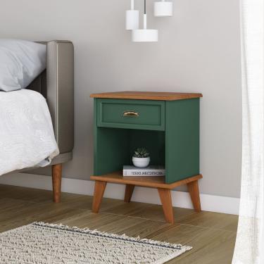 Imagem de Mesa De Cabeceira 1 Gaveta 1 Nicho Madeira Veneza Verde