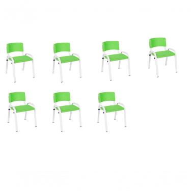 Imagem de Kit 7 Cadeira Iso Infantil Creche, Escola Base Branco Verde Claro