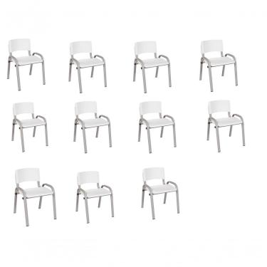 Imagem de Kit 11 Cadeira Iso Infantil Creche, Escola Base Cinza Branco