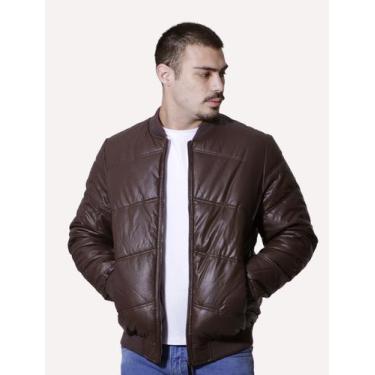 Imagem de Jaqueta Victory Eagle Masculina PU Leather Bomber Marrom, M/M