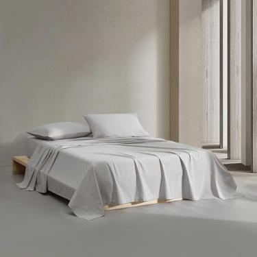 Imagem de Calvin Klein - Lençóis de cama King, roupa de cama de algodão de fibra longa com fronhas combinando, tratamento de resfriamento aprimorado, certificado Oeko-Tex (cinza)