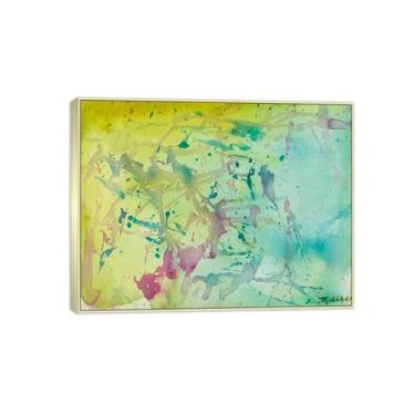 Imagem de MUHJDYC Zao Wou-ki Pintura famosa abstrata - imagem de arte em tela - arte de parede para sala de estar - reprodução de impressões (sem título 5) moldura prata 20x25cm-8x10in