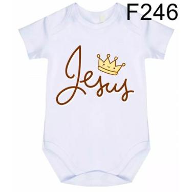 Imagem de Body Bebê Frases Jesus F246 - Meu Bebê, Branco, P