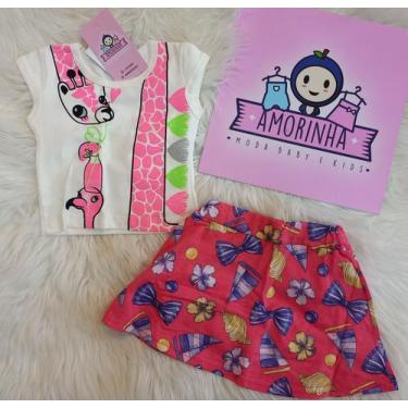 Imagem de Conjunto de bebê com blusa short saia - Amorinha cg