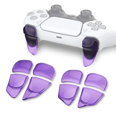 Imagem de playvital Blade 2 Pares De Botões Ombro, Extensores Gatilho Para Controle Ps5, Ajustadores Melhoria Jogo, Remoto Ps Portal, Para-Choque Edge - Roxo Atômico Transparente