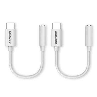 Imagem de Adaptador de fone de ouvido MaGeek tipo C para 3,5 mm, adaptador de fone de ouvido tipo C, adaptador auxiliar para iPad Pro/Google Pixel/Pixel 2/2XL/3/Huawei/Samsung S10 S9/OnePlus e mais, 2-Pack_White