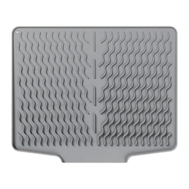 Imagem de Ioensy Tapete de silicone para secar louças, almofada de secagem, tapete de escorredor de louças antiderrapante e resistente, almofada de drenagem para, Cinza