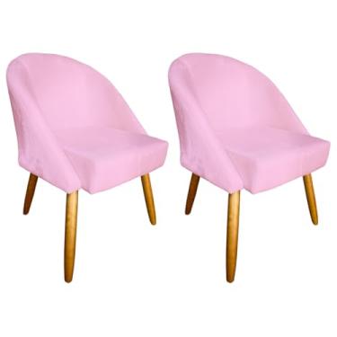 Imagem de Kit com 2 Cadeiras De Jantar Lua Veludo Luxo Para Salão Sala Penteadeira Escritório Leitura (ROSA)