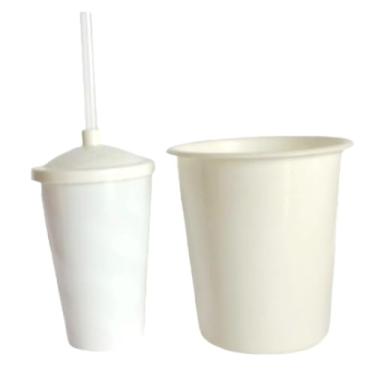 Imagem de Kit 20 Cinema Balde Pipoca 1litro + Copo Twister 400ml com Tampa e Canudo (BRANCO)