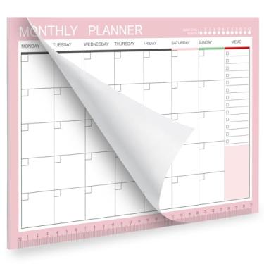 Imagem de Phyxin Agenda sem data, calendário em branco com 54 folhas, agenda mensal de 28 x 21 cm, agenda mensal sem data com memorando para mulheres, estudantes, professores, rosa