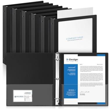 Imagem de Henoyso 6 mini fichário de 3 anéis de 0,5 polegada, serve para papel de 14 x 21,6 cm, três mini fichários pretos de PP para escola, escritório, receitas, páginas de álbuns de fotos