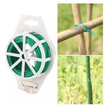 Imagem de Rolo 50m Amarrilho Arame Encapado Lacre Plantas Pão Orquídea - Ertta