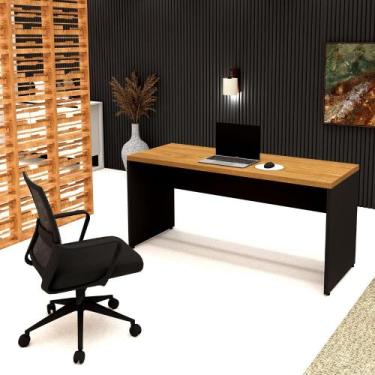 Imagem de Mesa Escrivaninha 1,60m x 0,60m Pés Painel MDF F5 Office, Freijó com P