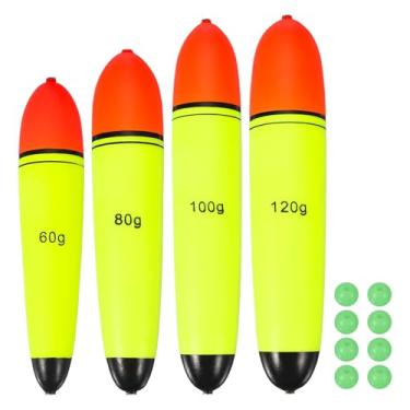 Imagem de YELARXI Boias deslizantes de pesca, boias de espuma EVA com contas de peixe, 2,1/2,8/3,5/119 g, adequado para poleiro, carpa, rolhas, água salgada, água doce (pacote com 4, vermelho/amarelo)