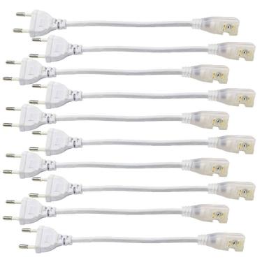 Imagem de Conector Plug Rabicho para Fita de LED 8mm Kit 10 Unidades Tomada Fonte Perfil Sanca Teto Gesso Iluminaçao Casa Loja Decoraçao