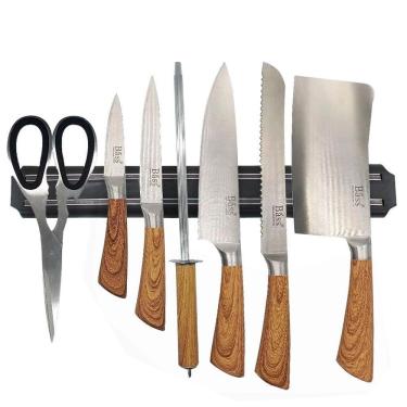 Imagem de Jogo De Facas Cabo De Madeira Com Barra Magnética Bass®