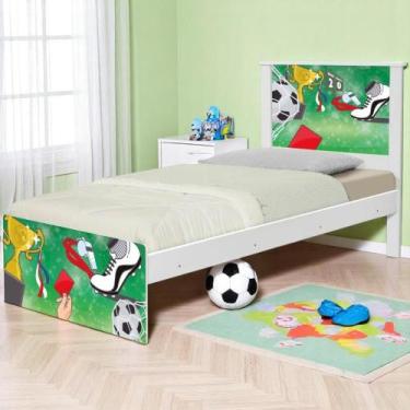 Imagem de Cama Solteiro com Cabeceira Adesivada Futebol Placar - Kids Mobili
