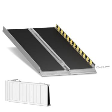 Imagem de RexTact Rampa Portátil Para Cadeira De Rodas Com 3 Pés, Capacidade 800 Libras, Deficientes Casa, Dobrável Alumínio Antiderrapante Degraus, Portas, Meio-Fios E Escadas