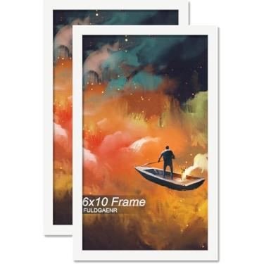 Imagem de FULDGAENR Conjunto de 2 porta-retratos 15 x 25 cm, molduras brancas para certificado de pôster de fotos de 15 x 25 cm, moldura de parede/mesa de alta transparência com visor vertical horizontal