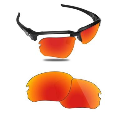 Imagem de Fiskr Lentes polarizadas de substituição compatíveis com óculos de sol Oakley Flak Draft OO9364, resistente a impactos e ajuste perfeito - vermelho fogo