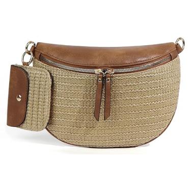 Imagem de Bolsas quadriculadas femininas de couro PU bolsa de ombro tamanho médio bolsa transversal xadrez 2025, Marrom palha, Casual