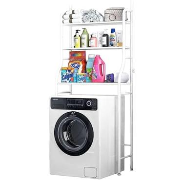 Imagem de Organizador Banheiro Estante Rack Com 3 Prateleiras Para Lavanderia Maquina De Lavar Organizador Banheiro Branco