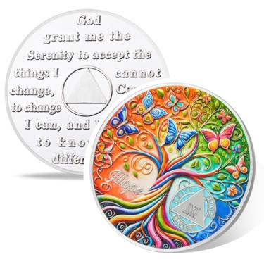 Imagem de Tree of Life Moeda de sobriedade de 21 anos, chips AA Golden Hope, Addiction Recovery Twenty-one Year Sober Chip, Celebrating Recovery Anniversary Token, Narcóticos Anônimos Sobriedade Presentes para