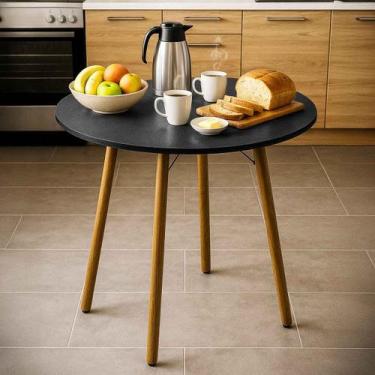 Imagem de Mesa de Jantar Cozinha Redonda Moderna 80cm - Beto Moveis, PRETO