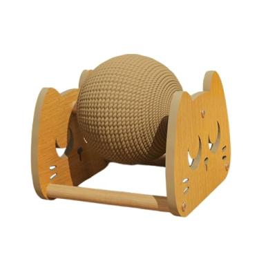 Imagem de Ioensy Bola arranhadora para gatos com suporte, resistente ao desgaste, protege o chão do sofá para gatos internos, exercício divertido, Forma de Gatinho