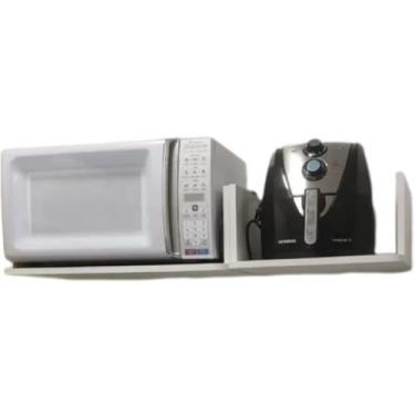Imagem de Kit prateleiras suporte microondas e air fryer mdf-Adequado para cozinha, armazenamento de garrafas de especiarias