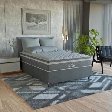 Imagem de Cama Box Casal Cinza + Colchão Paris Molas Ensacadas Cinza - eShop cas