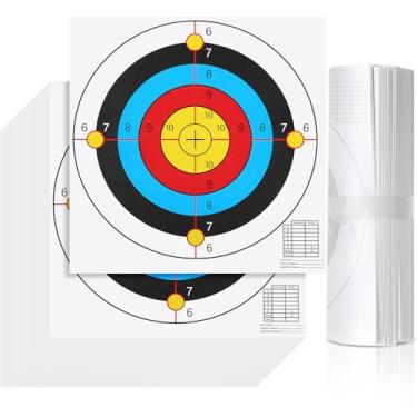 Imagem de Fainne Alvos de alcance de tiro de papel de 200 folhas para pistola de 30 x 30 cm de alta visibilidade para acessórios de caça para prática de tiro em ambientes internos e externos (5 anéis circulares