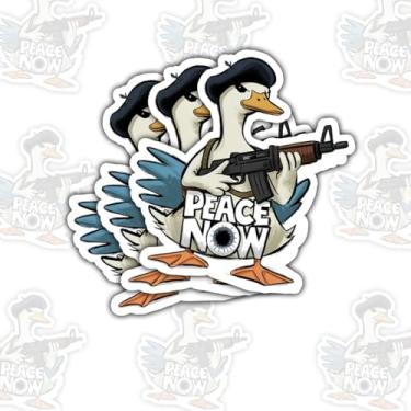 Imagem de Adesivo Silly Goose Peace Now de 3 peças – Decalque de vinil engraçado anti-guerra com citação animal à prova d'água para laptop, garrafa de água, caderno, carro – presente para amantes da paz, fãs de